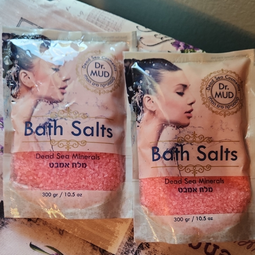 Dr Mud Dead Sea Cosmetics Pink Bath Salts/ Set Of 2 / 10.5 Oz Each/ New/ Israel